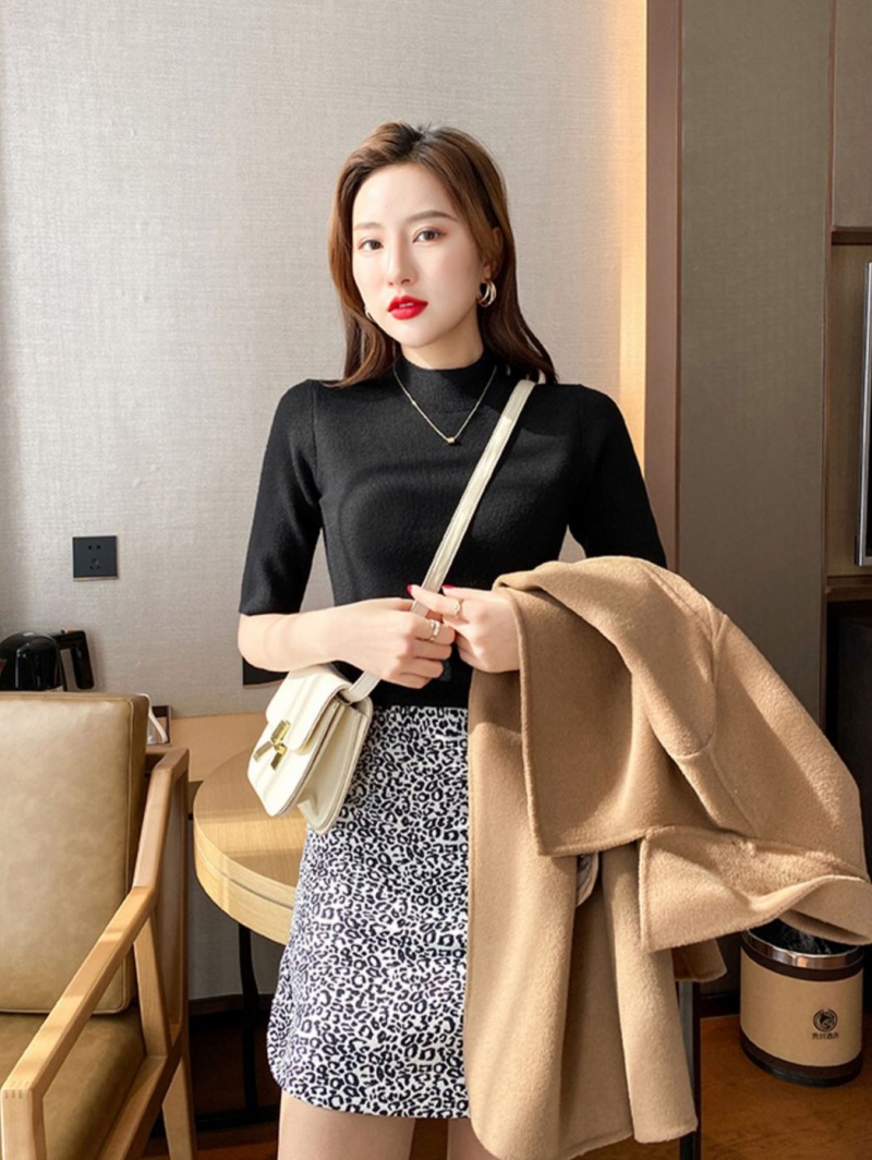 Stella Fashion Women’s Short Sleeve Knit Top 2025 Summer Mock Neck Slim Fit Base Layer