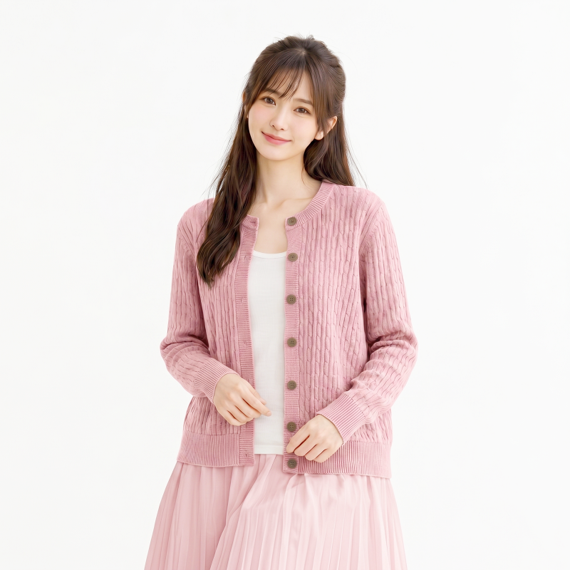 Stella Fashion Elegant Women’s Cardigan l Round Neck l Slim Fit l Long Sleeve l Button Front l Wavy Knit l Office Casual Wear