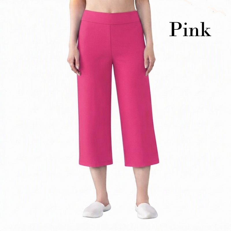 Stella Fashion Modal Bamboo Cropped Wide‑Leg Pants – Soft Cooling Fabric, Stretch Waist 26–38″