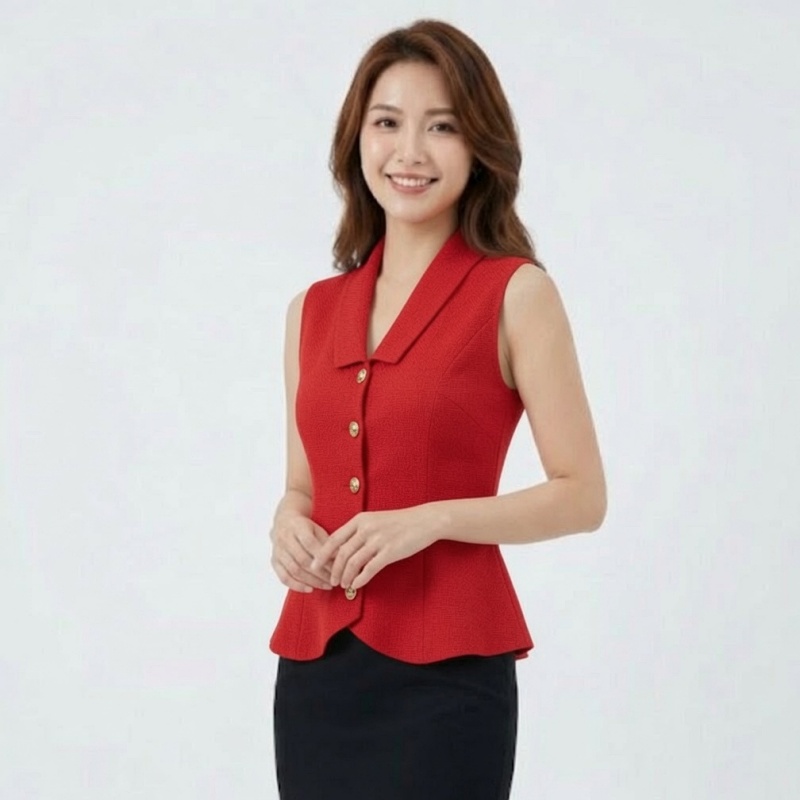 Stella Fashion Women’s Knitted Sleeveless Polo Cardigan – Elegant Slim Fit Top