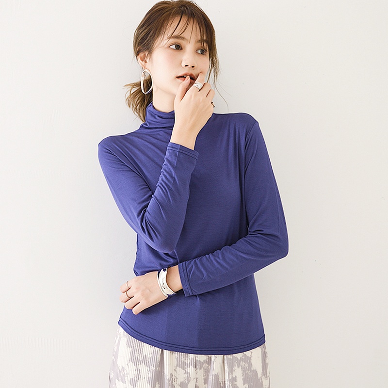 Stella Fashion Modal Long-Sleeve T-Shirt Women Muslim Half-High Collar Slim Plus Size Blouse Inside The Bottoming Shirt