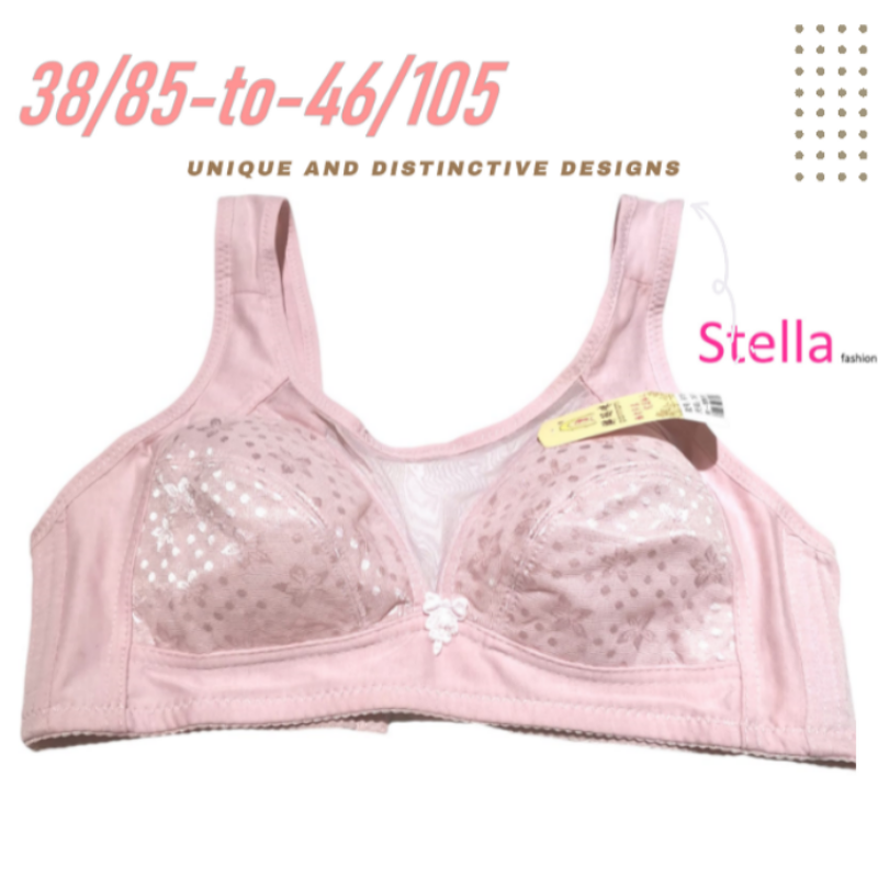 Stella Fashion Middle-aged and elderly bras Cotton underwear No steel ring Large size bras Summer thin section Rear buckle mother underwear