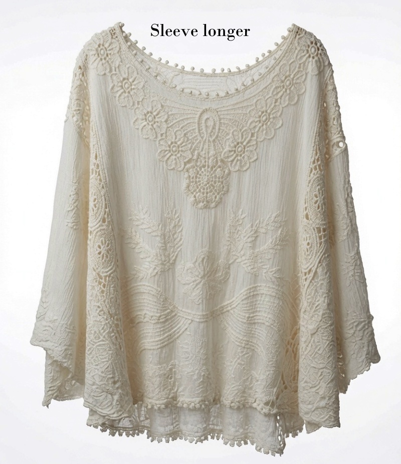 Stella Fashion Fresh Lace Embroidery Blouse – Lightweight, Sweet & Elegant, Perfect for Daily Wear