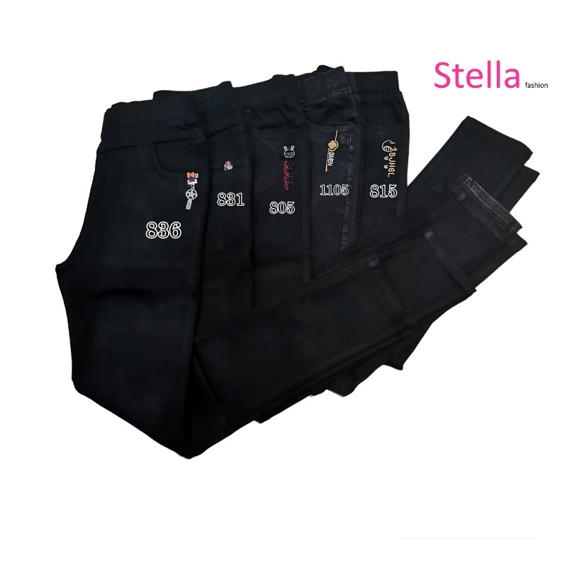 Stella Fashion  Women Jean Black Leggings  Medium Waist Plus Size XL-6XL Stretchable Tight Fitting Jeans-Stella's Fashion