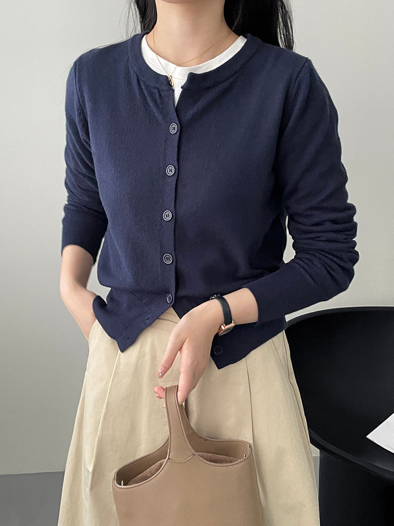 Stella Fashion New Cotton Yarn Knitted Cardigan for Women Long Sleeve Thin Sweater for Autumn 
