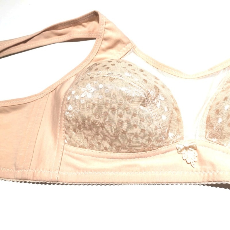 Stella Fashion Middle-aged and elderly bras Cotton underwear No steel ring Large size bras Summer thin section Rear buckle mother underwear