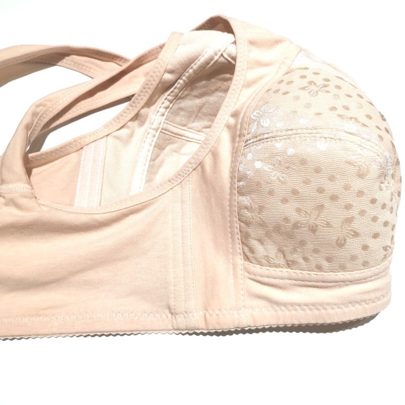 Stella Fashion Middle-aged and elderly bras Cotton underwear No steel ring Large size bras Summer thin section Rear buckle mother underwear