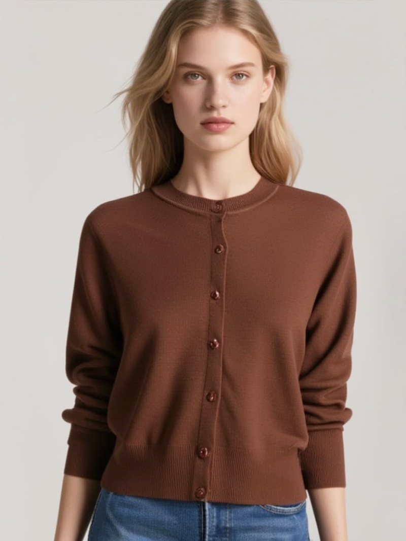 Stella Fashion New Cotton Yarn Knitted Cardigan for Women Long Sleeve Thin Sweater for Autumn 