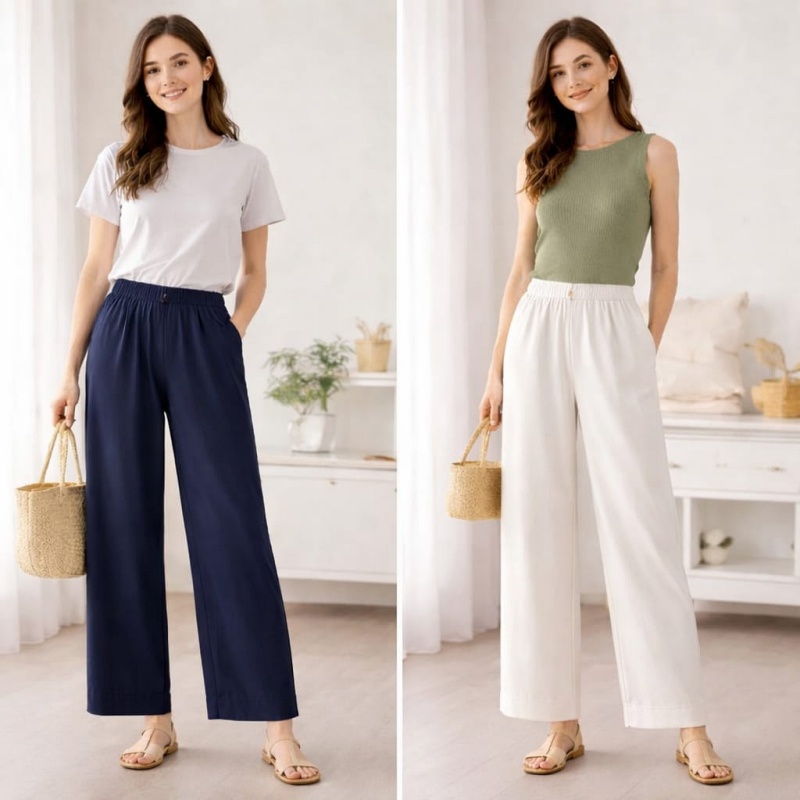 Stella Fashion Women’s High Waist Cropped Wide-Leg Pants | Cooling & Lightweight | Flattering Fit | Office Casual