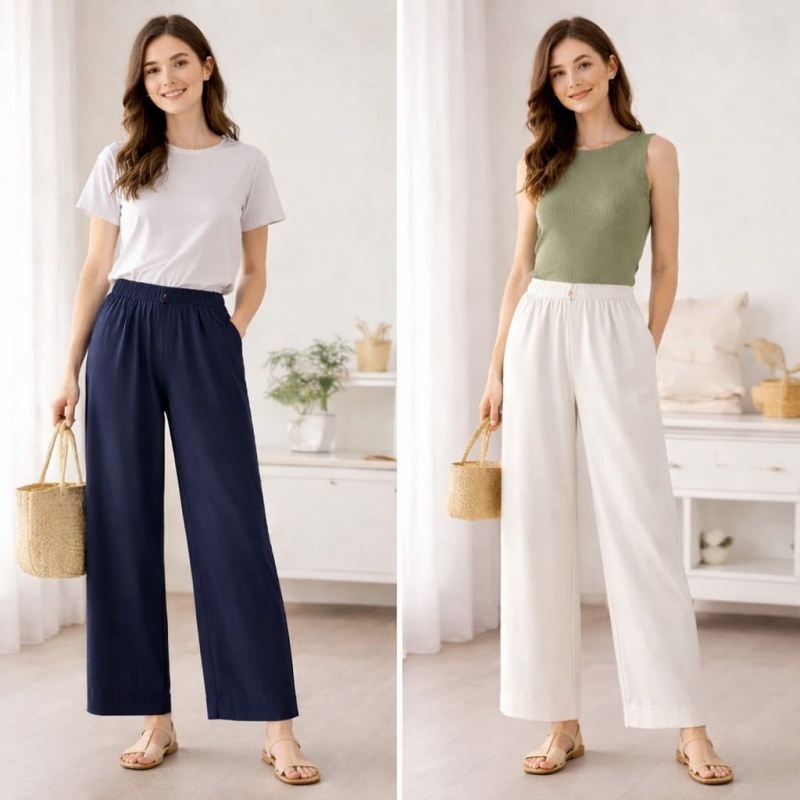 Stella Fashion Women’s High Waist Cropped Wide-Leg Pants | Cooling & Lightweight | Flattering Fit | Office Casual