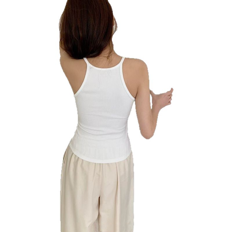 Stella Fashion Slim Fit Ribbed Brushed Camisole with Built‑in Bra Fashion Style U‑Neck Tank Top