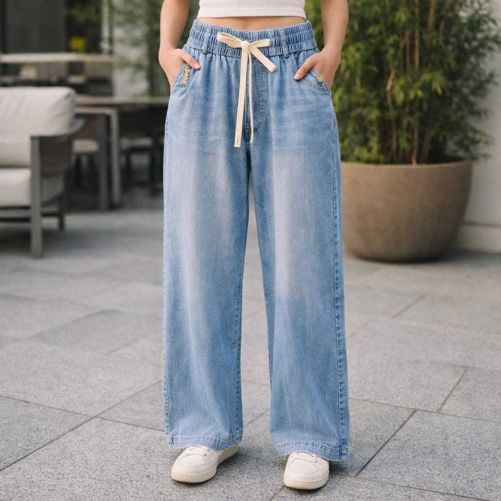 Stella Fashion Tencel Denim Straight-Leg Casual Pants for Women – 2025 Summer Edition l Plus Size l Loose Fit l Slimming l Draped Wide-Leg Pants