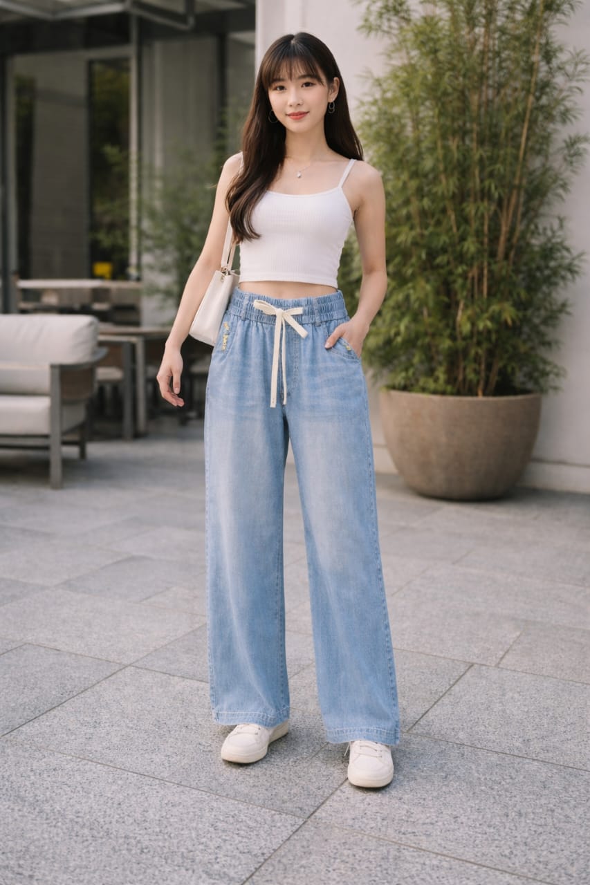 Stella Fashion Tencel Denim Straight-Leg Casual Pants for Women – 2025 Summer Edition l Plus Size l Loose Fit l Slimming l Draped Wide-Leg Pants