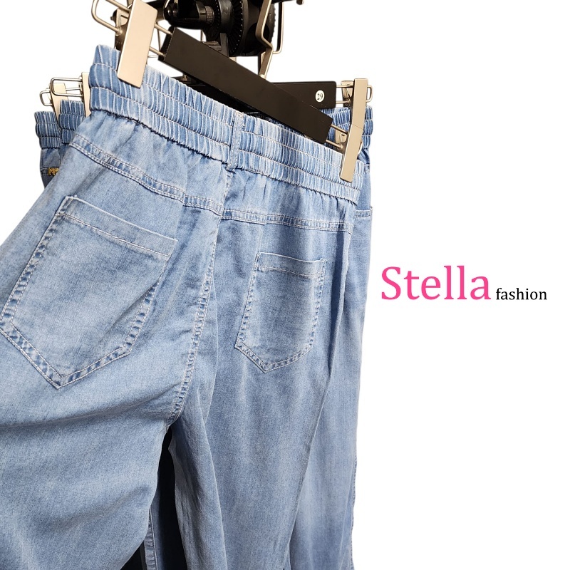 Stella Fashion Tencel Denim Straight-Leg Casual Pants for Women – 2025 Summer Edition l Plus Size l Loose Fit l Slimming l Draped Wide-Leg Pants