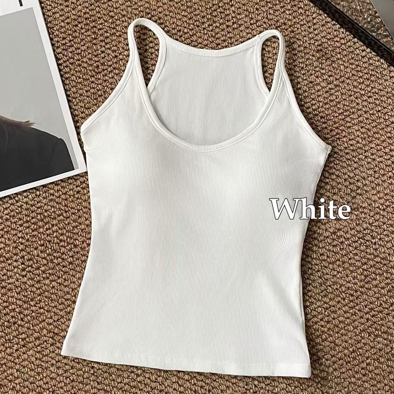 Stella Fashion Slim Fit Ribbed Brushed Camisole with Built‑in Bra Fashion Style U‑Neck Tank Top