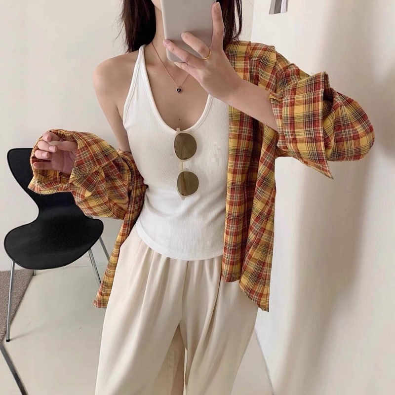 Stella Fashion Slim Fit Ribbed Brushed Camisole with Built‑in Bra Fashion Style U‑Neck Tank Top