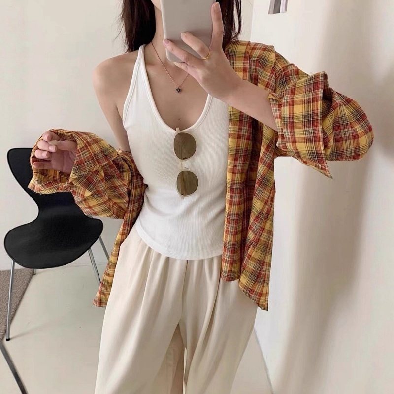 Stella Fashion Slim Fit Ribbed Brushed Camisole with Built‑in Bra Fashion Style U‑Neck Tank Top