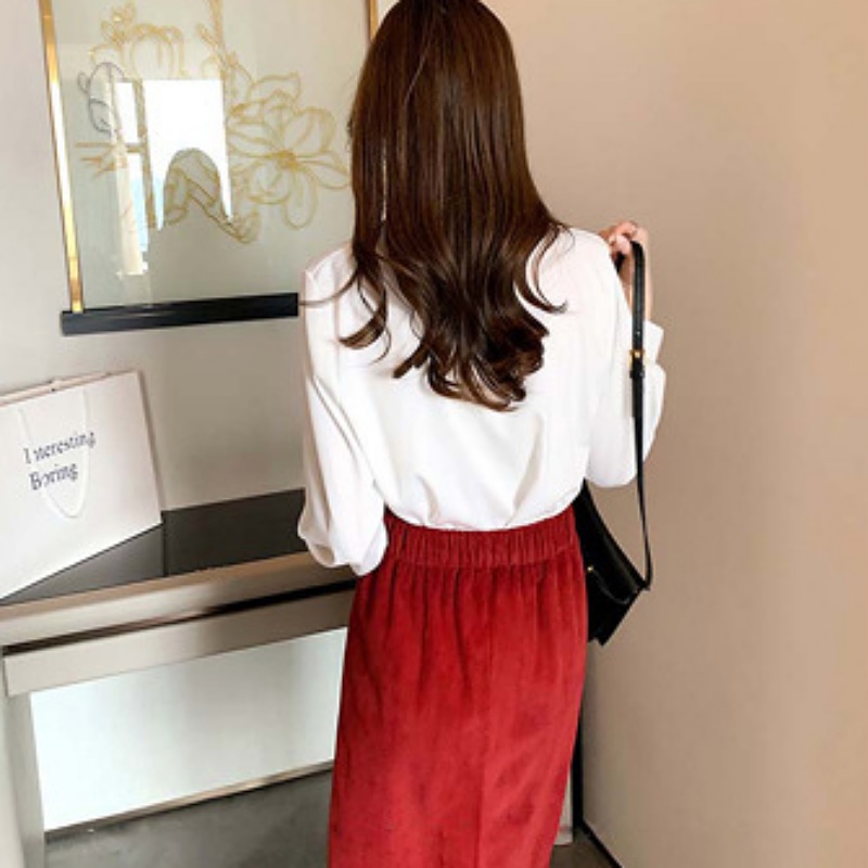 Stella Fashion Women's Fashion Chiffon Shirt Loose clothes, Stacked White Shirt, Bottoming Shirt Casual Plain Basic Blouse For Women-Stella's Fashion