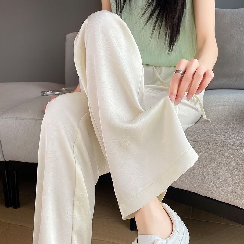 Stella Fashion Women’s Glazed Satin Wide Leg Pants | High Waist Long Trousers | Slimming & Flowing Fit | Summer Fashion Elegant Office Casual