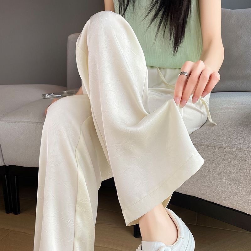 Stella Fashion Women’s Glazed Satin Wide Leg Pants | High Waist Long Trousers | Slimming & Flowing Fit | Summer Fashion Elegant Office Casual