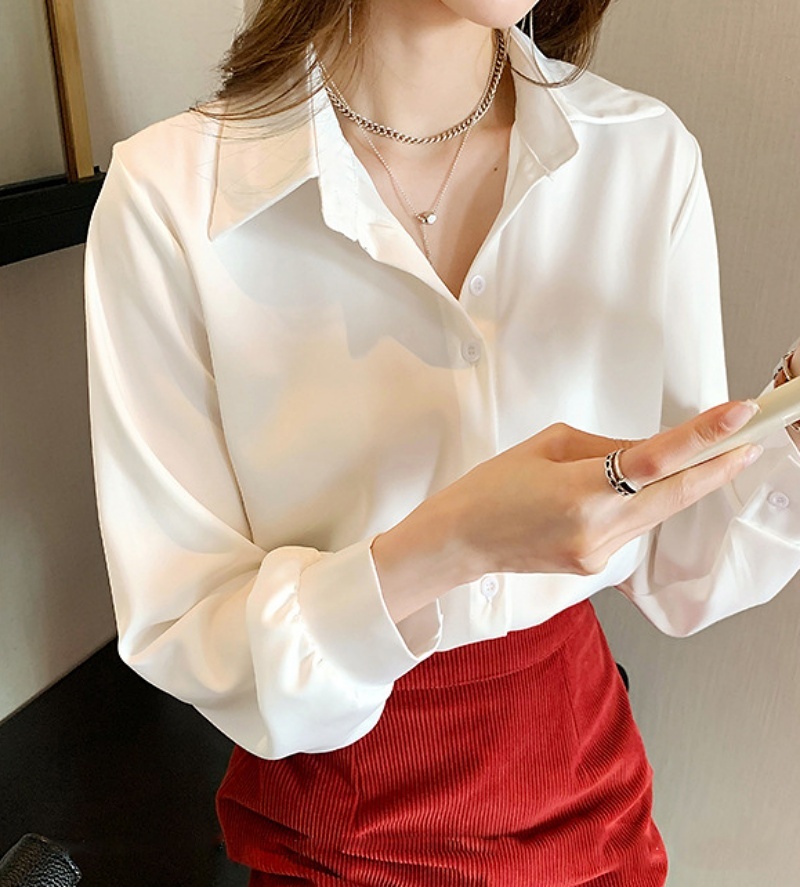 Stella Fashion Women's Fashion Chiffon Shirt Loose clothes, Stacked White Shirt, Bottoming Shirt Casual Plain Basic Blouse For Women-Stella's Fashion