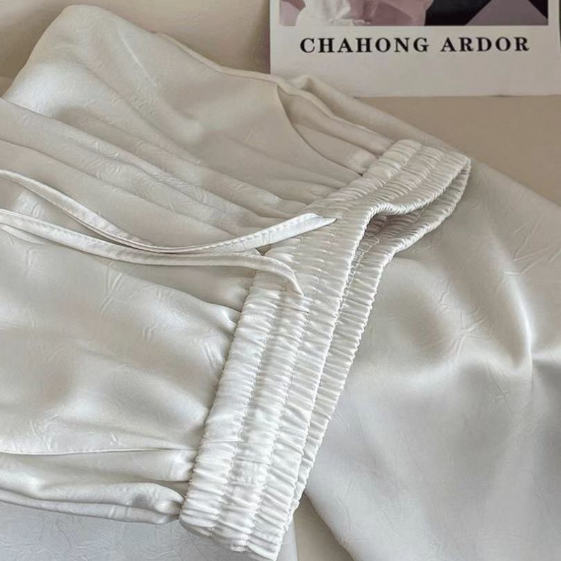 Stella Fashion Women’s Glazed Satin Wide Leg Pants | High Waist Long Trousers | Slimming & Flowing Fit | Summer Fashion Elegant Office Casual