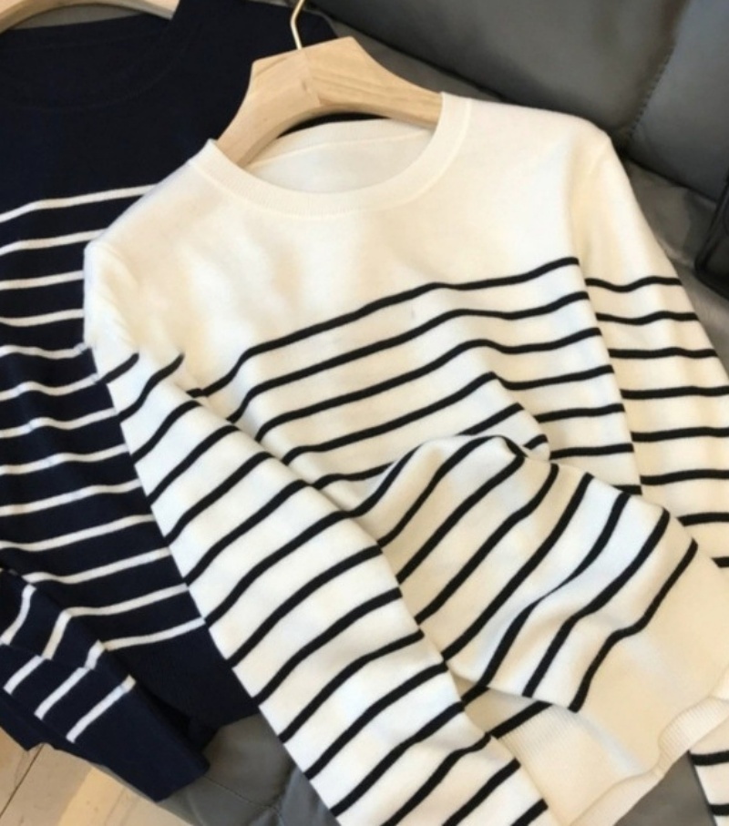 Stella Fashion Women’s Slim Fit Patchwork Pullover Top Long Sleeve Round Neck Urban Style – Black/White