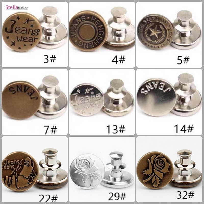 Stella  Fashion Adjustable Detachable Jeans Button Nail-Free Metal Buttons Retractable Jeans Buttons