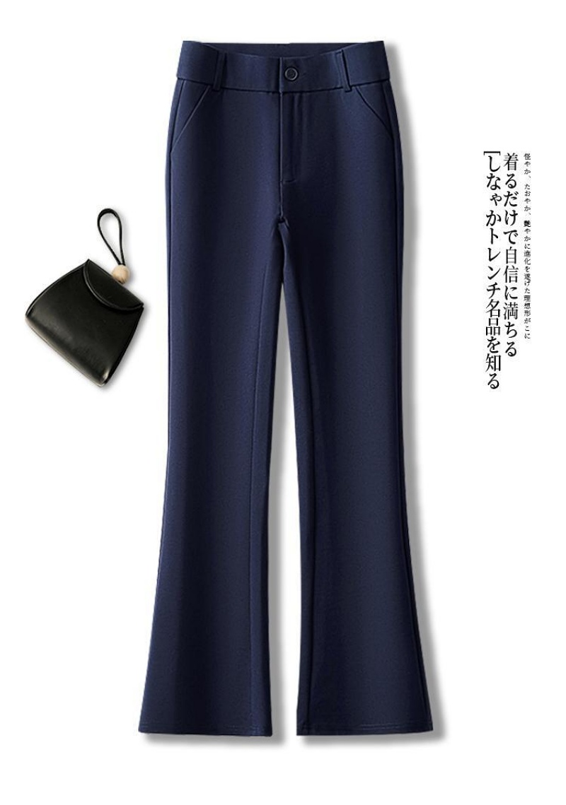 Srella Fashion High Waist Flared Pants – Elegant Commuter Style, Slight Stretch Polyester, Pocket Detail