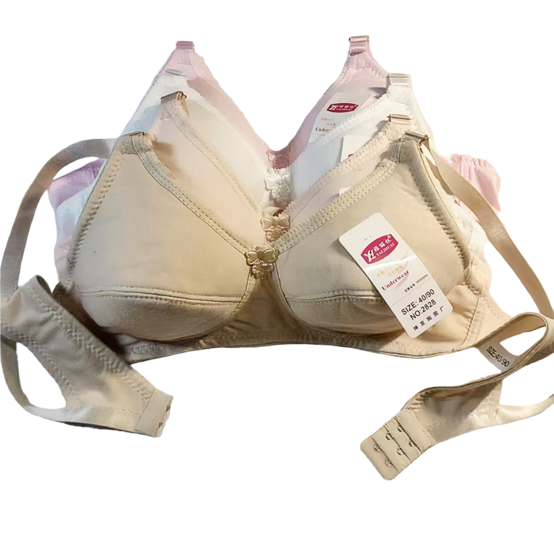Stella Fashion  Cotton A-Cup Thin Cotton Middle-Aged And Elderly Non-Steel Ring Bra Cotton Breathable Girl Developmental Bra