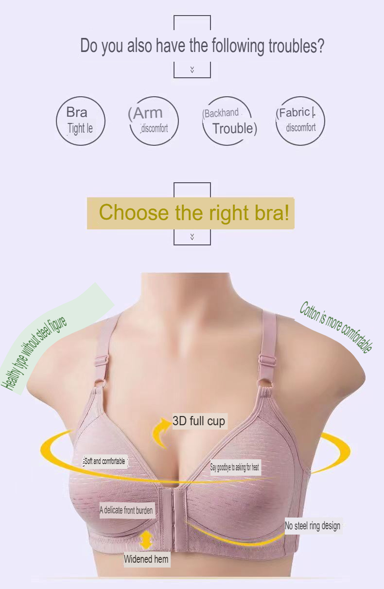 [Stella Fashion] Front Buckle Bra (36BC- 44BC ) Mother Underwear Non-Wired Plus Size Thin Cup Push Up Sport Bra-Stella's Fashion