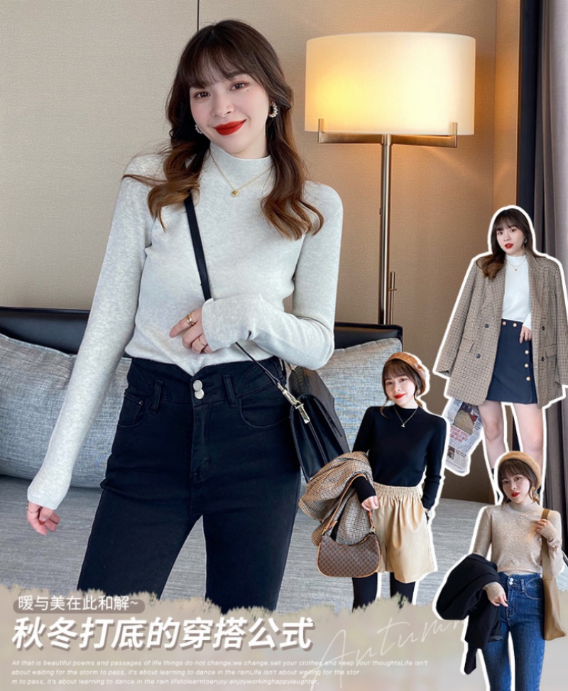 Stella Fashion Knitwear Women's Half-Turtleneck Bottoming Shirt versatile Long Sleeve Slim Fit Sweater -Stella's Fashion