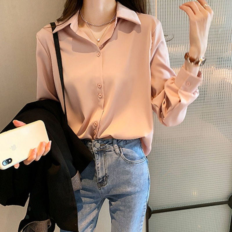 Stella Fashion Women's Fashion Chiffon Shirt Loose clothes, Stacked White Shirt, Bottoming Shirt Casual Plain Basic Blouse For Women-Stella's Fashion