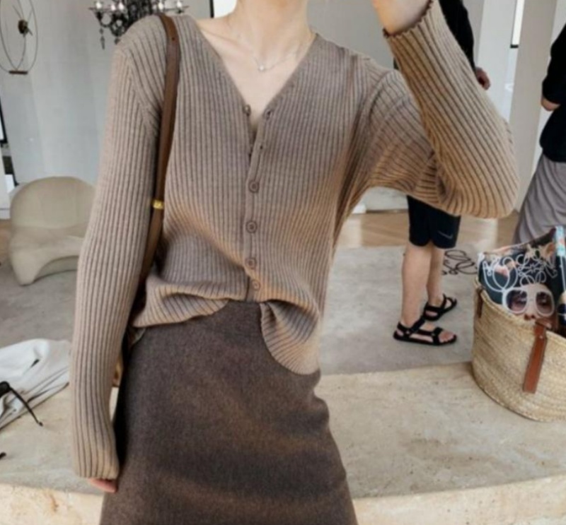 Stella Fashion Women's Knitted V Neck Open Front Long Sleeve Cardigan-Stella's Fashion