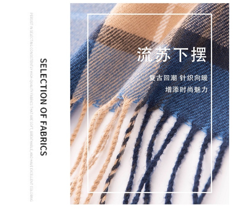 Stella Fashion Classic Pail Red Scarf Women Warm Extra Large Shawl Scarf Unisex Winter Neck Scarf Color Matching Plaid Print Tassel