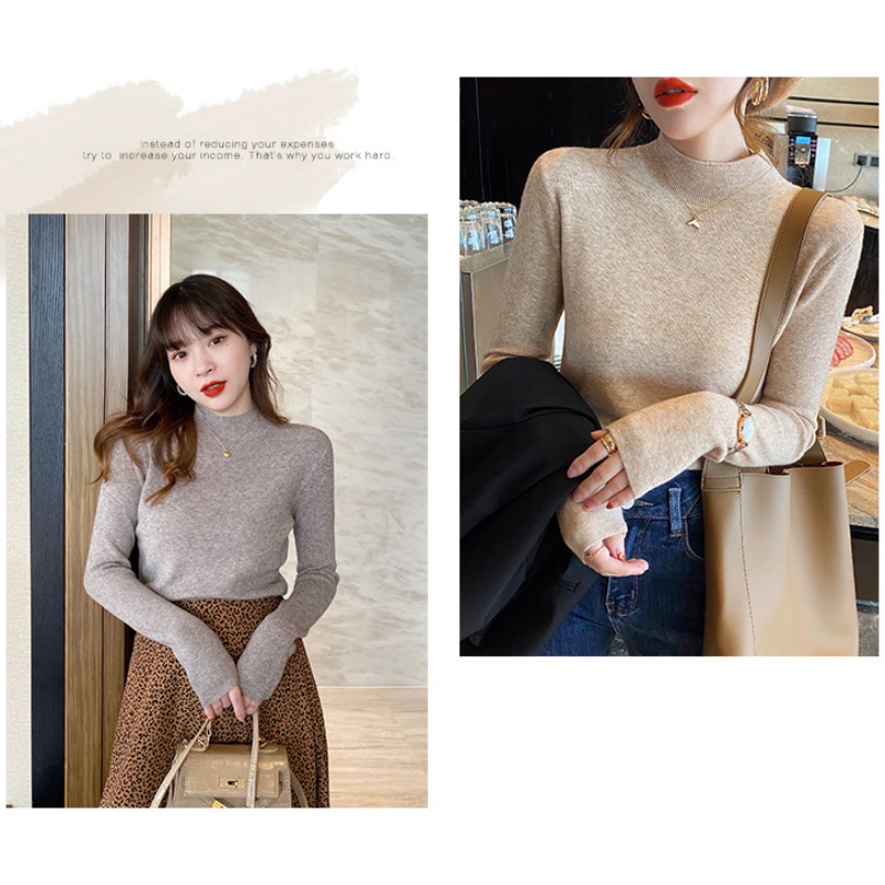 Stella Fashion Knitwear Women's Half-Turtleneck Bottoming Shirt versatile Long Sleeve Slim Fit Sweater -Stella's Fashion