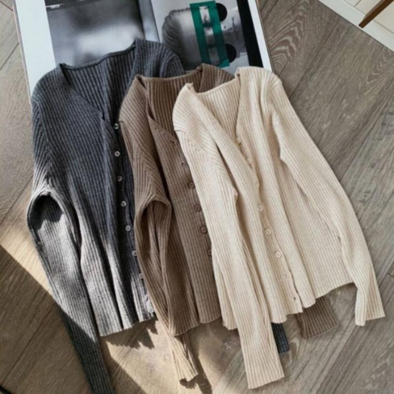 Stella Fashion Women's Knitted V Neck Open Front Long Sleeve Cardigan-Stella's Fashion