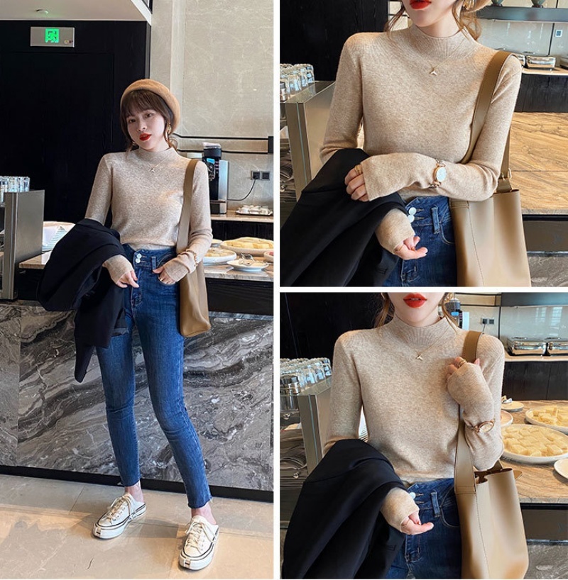 Stella Fashion Knitwear Women's Half-Turtleneck Bottoming Shirt versatile Long Sleeve Slim Fit Sweater -Stella's Fashion