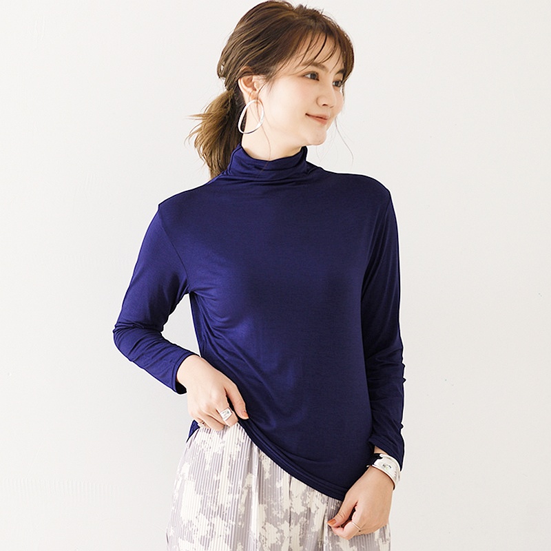 Stella Fashion Modal Long-Sleeve T-Shirt Women Muslim Half-High Collar Slim Plus Size Blouse Inside The Bottoming Shirt