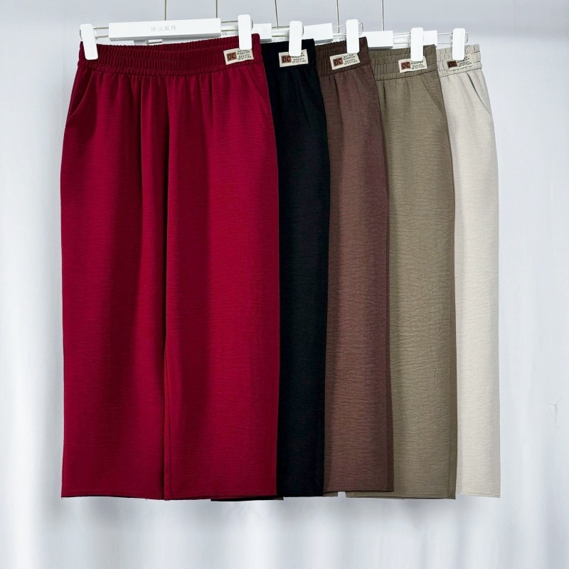 Stella Fashion Middle-Aged and Elderly Women's Pants Ice Silk Mother Pants Women's High Waist loose Stretch Thin Cropped Pants-Stella's Fashion