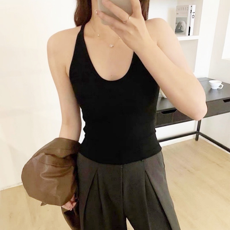 Stella Fashion Slim Fit Ribbed Brushed Camisole with Built‑in Bra Fashion Style U‑Neck Tank Top