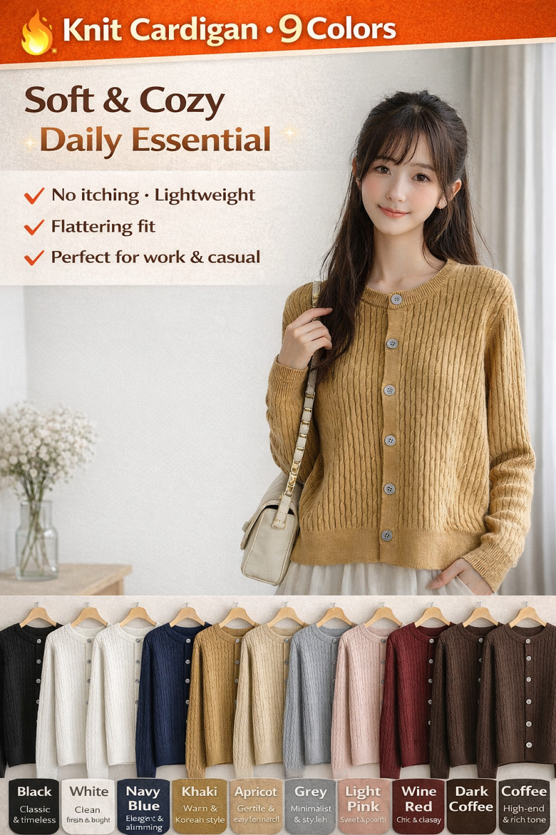Stella Fashion Elegant Women’s Cardigan l Round Neck l Slim Fit l Long Sleeve l Button Front l Wavy Knit l Office Casual Wear