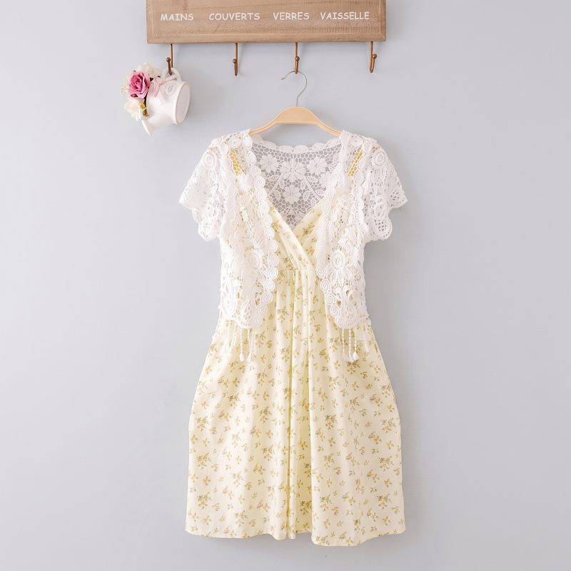 Stella Fashion Women Floral Lace Cardigan Crochet Hollow Out Short Sleeve Summer Cover Up Shrug Top