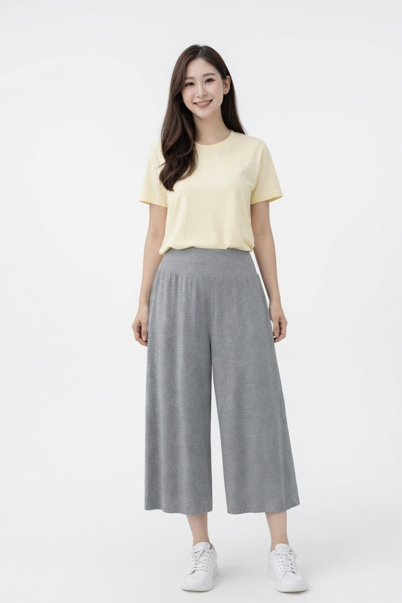 Stella Fashion women High Waist Wide-leg Straight Pants Summer Casual Loose yoga Stretch Trouser Modal cotton loose pant