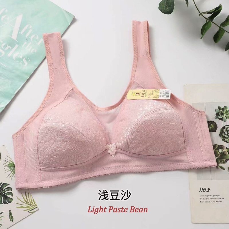 Stella Fashion Middle-aged and elderly bras Cotton underwear No steel ring Large size bras Summer thin section Rear buckle mother underwear