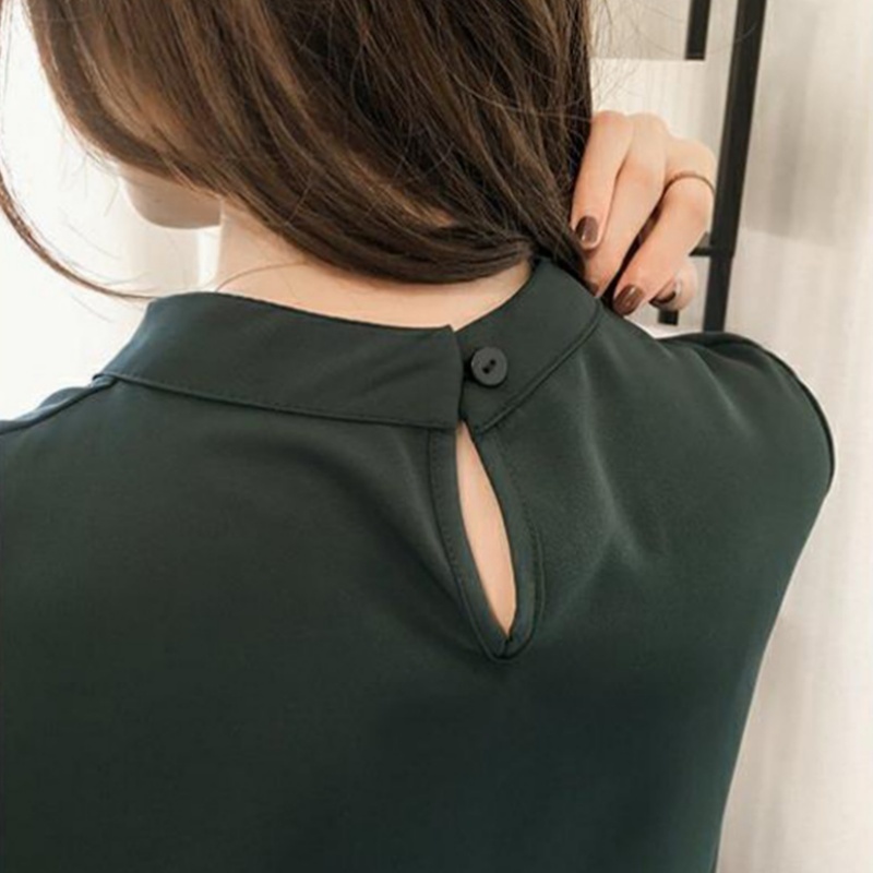 Stella Fashion Korean Version Women's Chiffon Blouse Solid Color Shirt Loose Long Sleeve Office Wear-Stella's Fashion