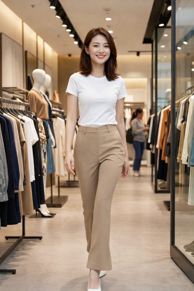 Srella Fashion High Waist Flared Pants – Elegant Commuter Style, Slight Stretch Polyester, Pocket Detail