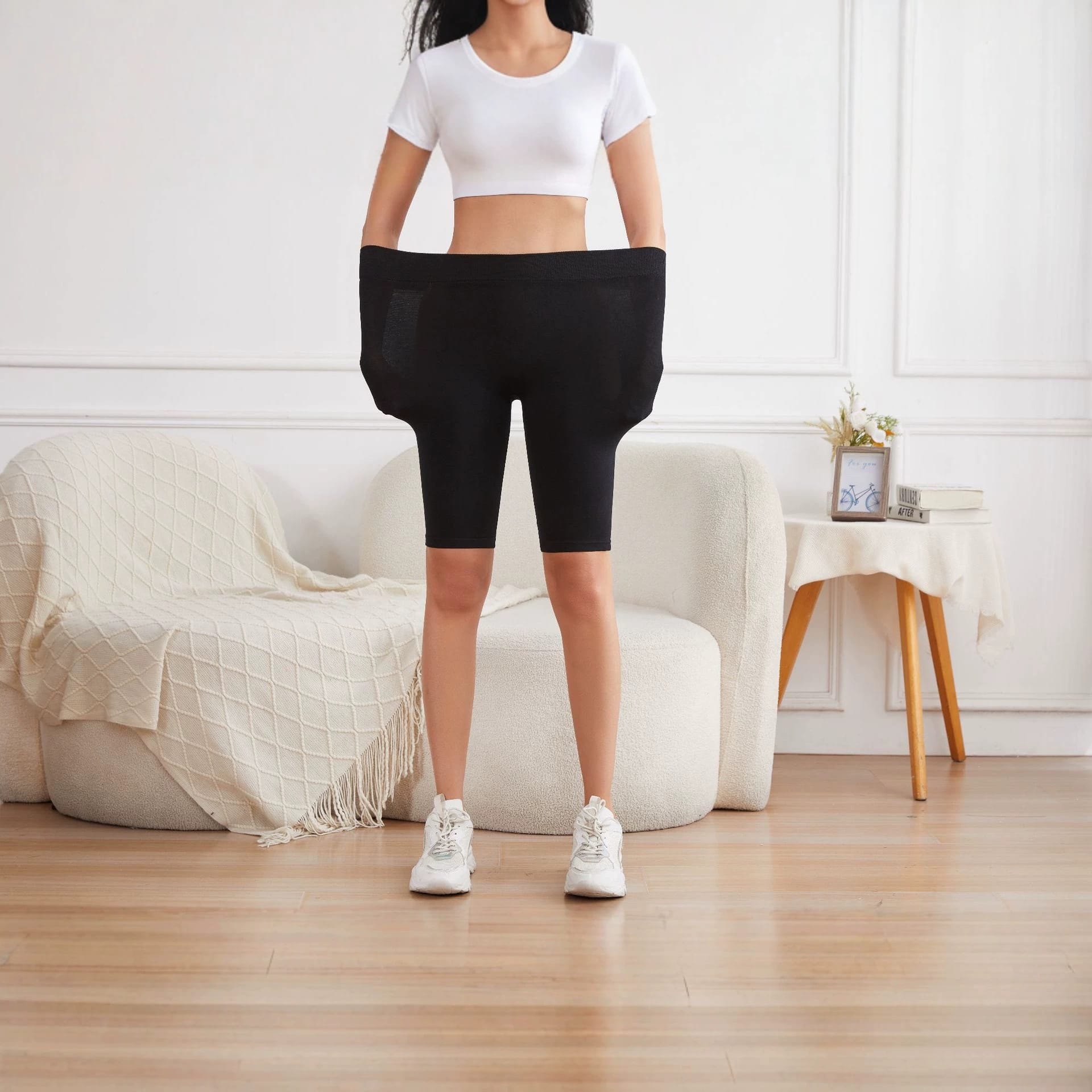 Stella Fashion High Waist Modal Cropped Leggings Half Length Safety Pants Leggings Women Plus Size Slimming Middle Pants