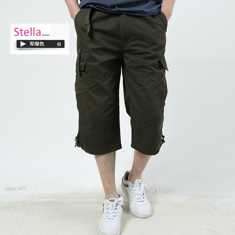 【BAON】Siem String Bermuda Cargo Pants Male Bermuda Short Pants Half with Zipper Men's Cargo Shorts