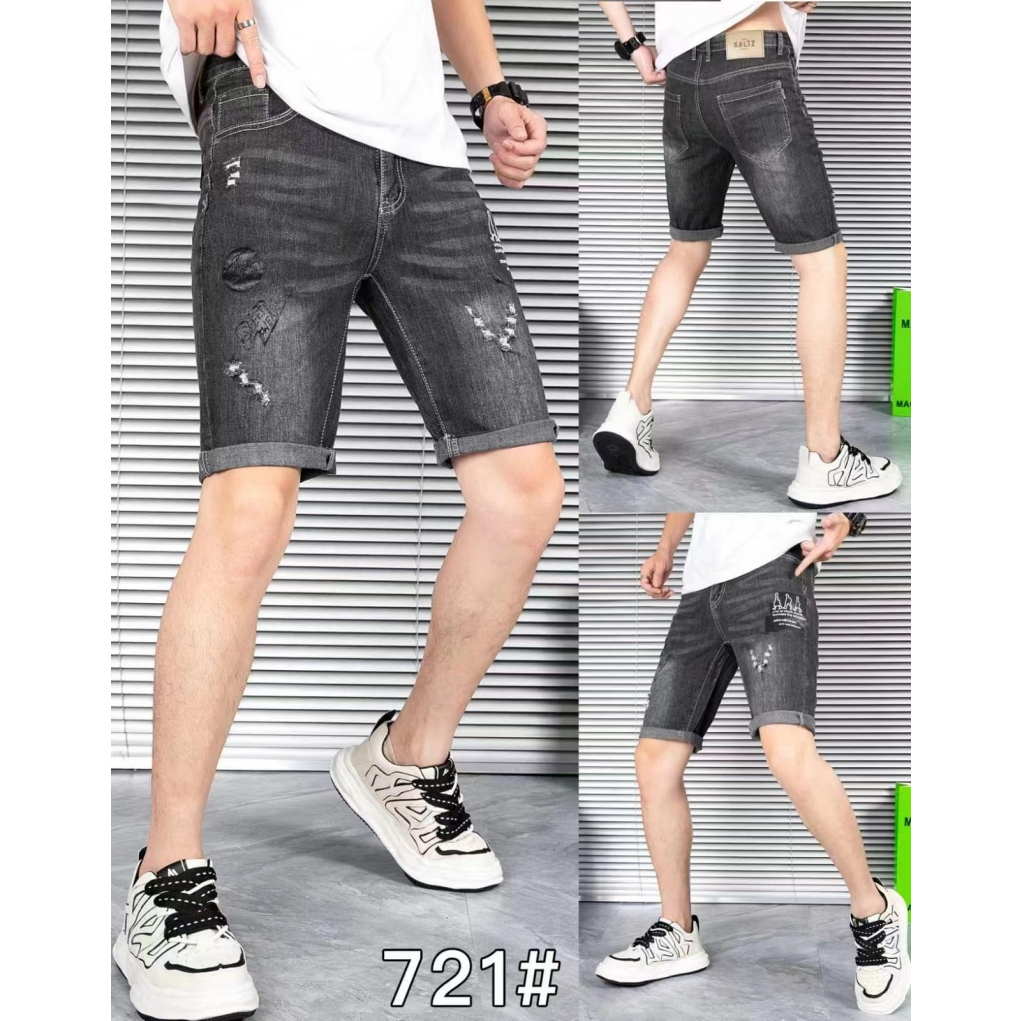 Stella Fashion Summer tight fit straight denim shorts Men Trendy five-point pant Casual Middle Pants men cropped pants-Stella's Fashion